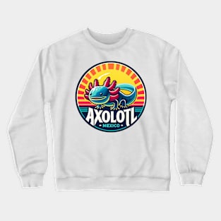 cute Axolotl Mexico at Retro Vintage Sunshine Crewneck Sweatshirt